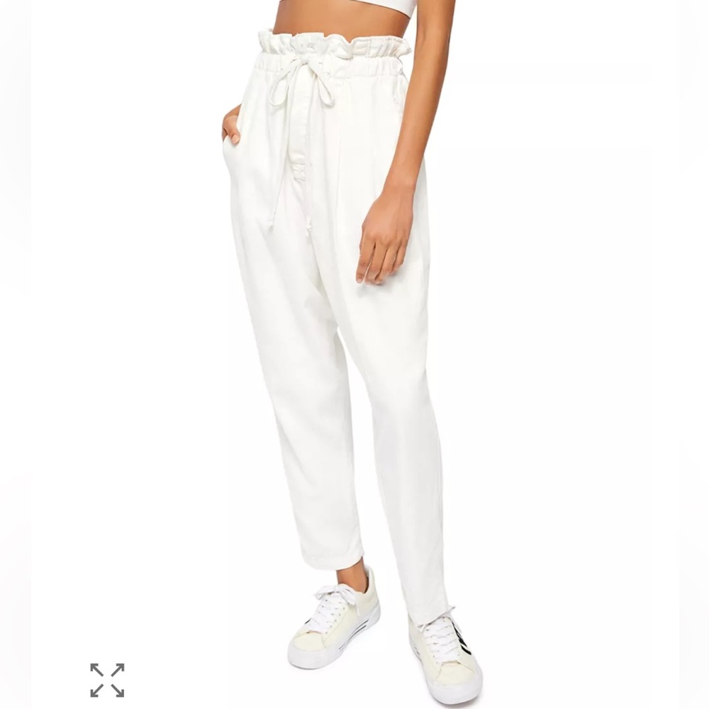 Free People Margate Pleated Cropped Pants White sz XS
